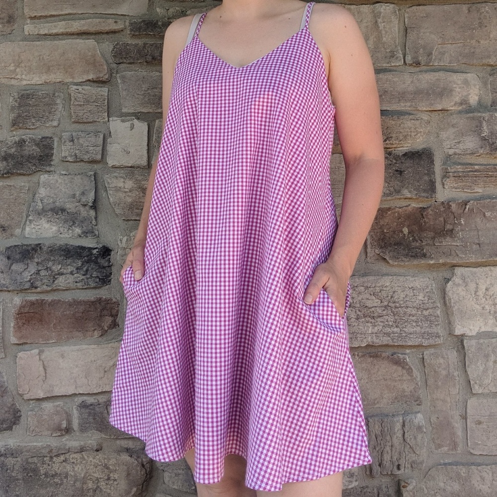 Cranberry Checkered Strap Dress